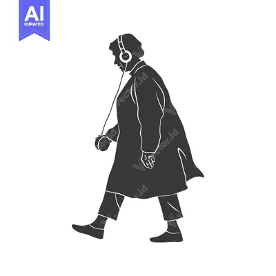 Aset premium populer: Silhouette of a person wearing headphones while walking