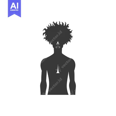 Premium design asset: Silhouette of a Person with Afro Hair and a Nose Ring