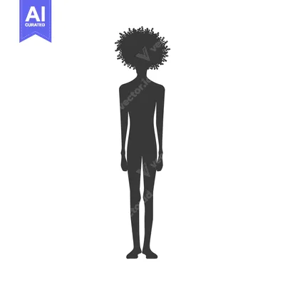 Silhouette of a Person with Afro Hair Standing Against a White Backgro