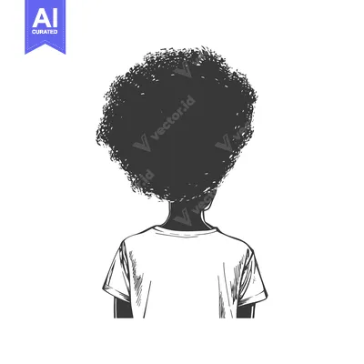 Aset premium populer: Silhouette of a Person with Afro Hair Wearing a T-Shirt