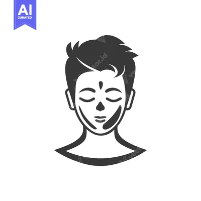 Aset desain premium: Silhouette of a Person with Face Mask and Closed Eyes