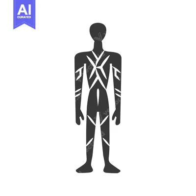 Aset premium populer: Silhouette of a Person with Geometric Patterns on Their Body