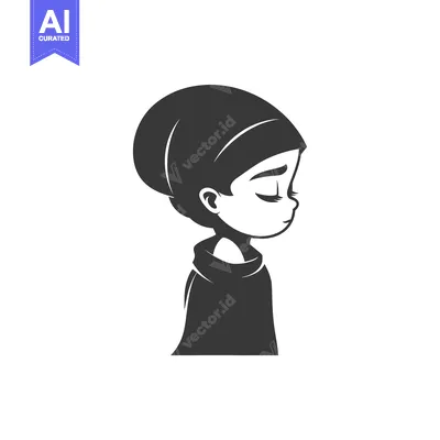 Aset desain premium: Silhouette of a Person with Head Down and Closed Eyes
