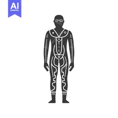 Aset desain premium: Silhouette of a person with intricate body markings