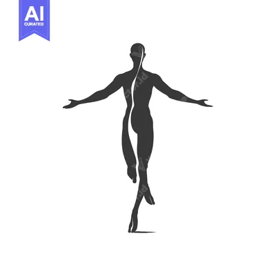 Popular premium asset: Silhouette of a person with outstretched arms and a line down the cent