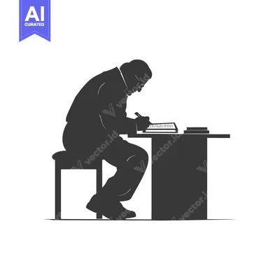 Aset premium populer: Silhouette of a person writing at a desk