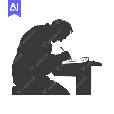 Popular premium asset: Silhouette of a Person Writing at a Desk