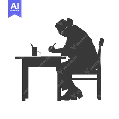 Aset premium populer: Silhouette of a Person Writing at a Desk