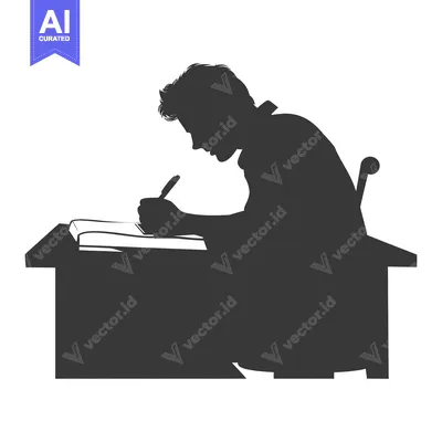 Aset premium populer: Silhouette of a Person Writing at a Desk