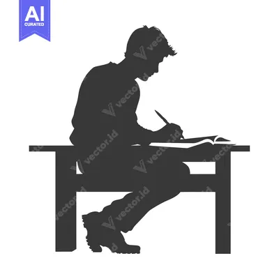 Aset premium populer: Silhouette of a Person Writing at a Desk
