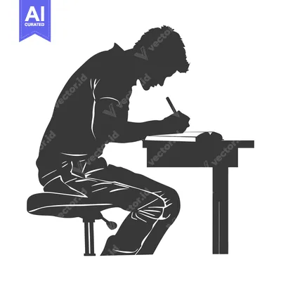 Aset premium populer: Silhouette of a Person Writing at a Desk