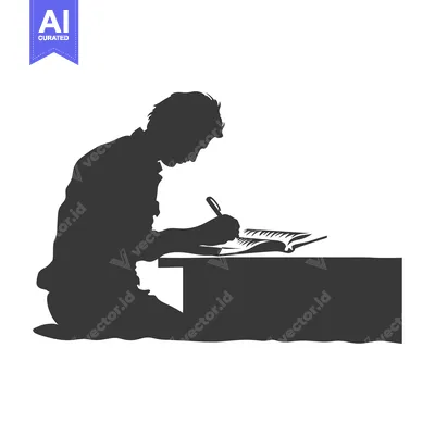 Aset premium populer: Silhouette of a Person Writing at a Desk