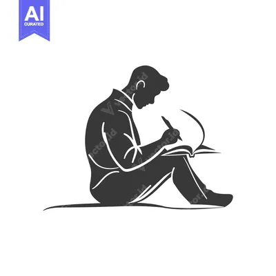 Premium design asset: Silhouette of a Person Writing in a Book