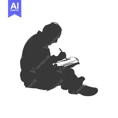 Aset premium populer: Silhouette of a Person Writing in a Book
