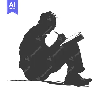 Premium design asset: Silhouette of a Person Writing in a Book