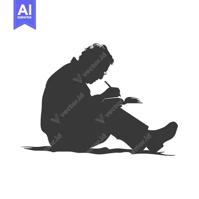 Silhouette of a Person Writing in a Book