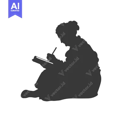 Aset premium populer: Silhouette of a Person Writing in a Book