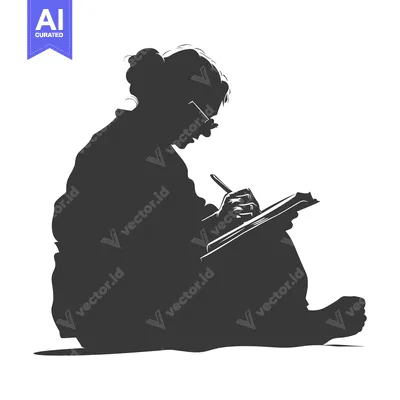Premium design asset: Silhouette of a Person Writing in a Book