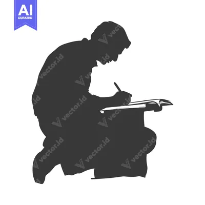 Silhouette of a Person Writing in a Book