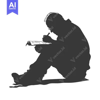 Silhouette of a Person Writing in a Notebook