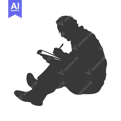 Premium design asset: Silhouette of a Person Writing in a Notebook