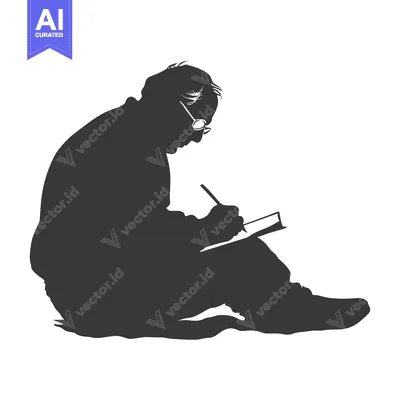 Aset premium populer: Silhouette of a Person Writing in a Notebook