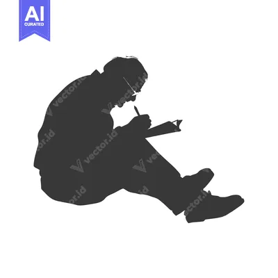 Premium design asset: Silhouette of a Person Writing in a Notebook