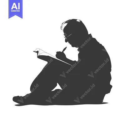 Silhouette of a Person Writing in a Notebook