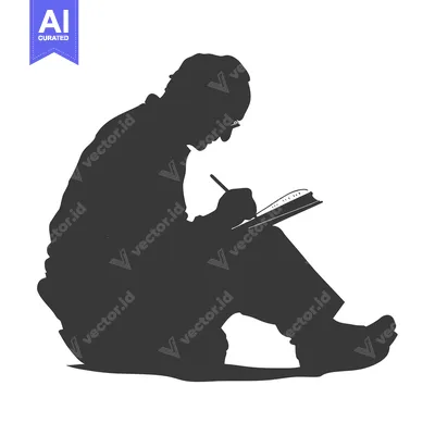 Popular premium asset: Silhouette of a person writing in a notebook