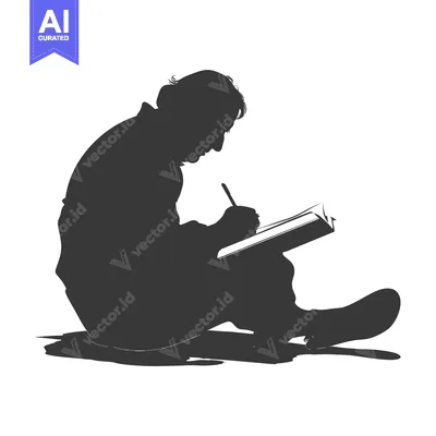 Aset premium populer: Silhouette of a Person Writing in a Notebook
