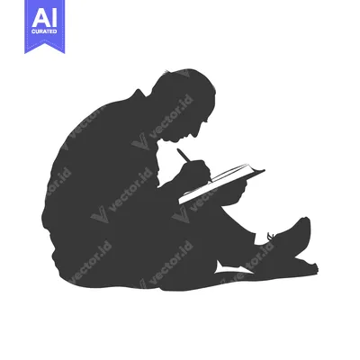 Premium design asset: Silhouette of a Person Writing in a Notebook