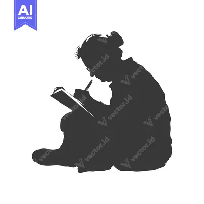 Silhouette of a Person Writing in a Notebook