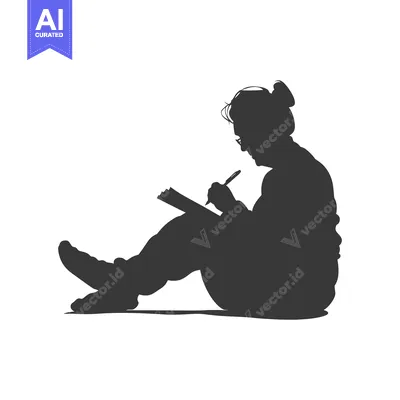 Silhouette of a Person Writing in a Notebook