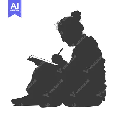 Aset premium populer: Silhouette of a Person Writing in a Notebook