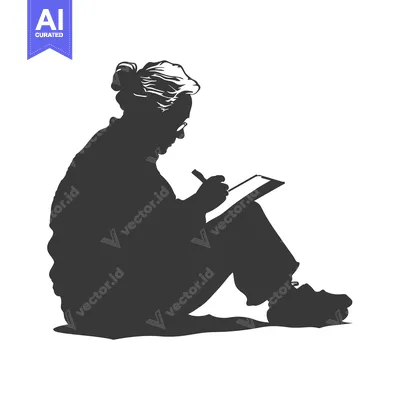 Aset premium populer: Silhouette of a Person Writing in a Notebook