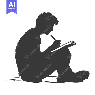 Silhouette of a Person Writing in a Notebook