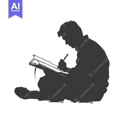 Premium design asset: Silhouette of a Person Writing in a Notebook