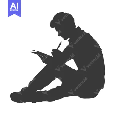 Silhouette of a Person Writing in a Notebook