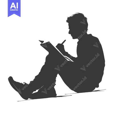 Silhouette of a Person Writing in a Notebook