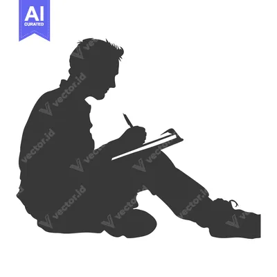 Popular premium asset: Silhouette of a Person Writing in a Notebook