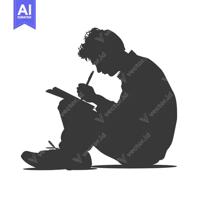 Premium design asset: Silhouette of a Person Writing in a Notebook