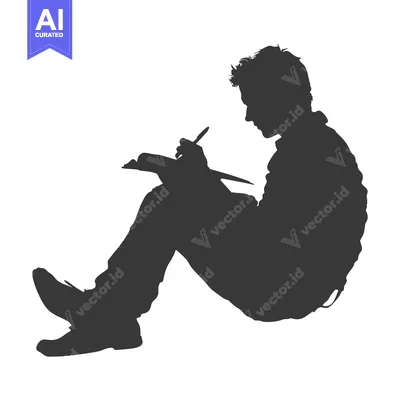 Aset premium populer: Silhouette of a Person Writing in a Notebook