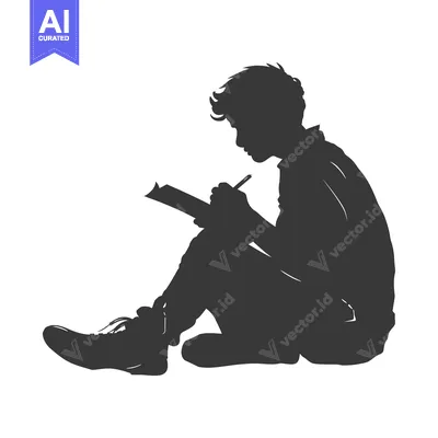 Aset premium populer: Silhouette of a Person Writing in a Notebook
