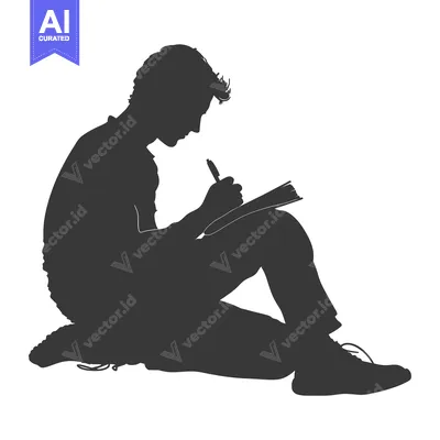 Aset premium populer: Silhouette of a person writing in a notebook