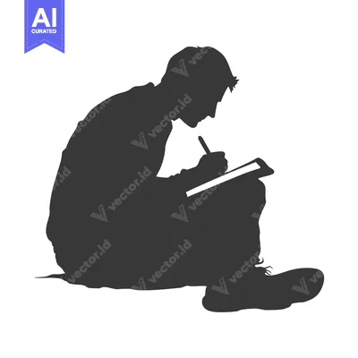 Silhouette of a Person Writing in a Notebook