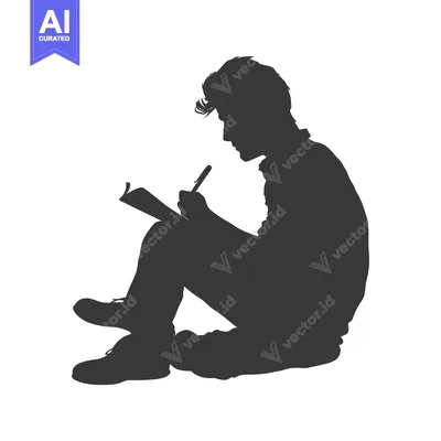 Silhouette of a Person Writing in a Notebook