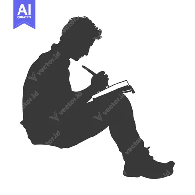 Silhouette of a Person Writing in a Notebook