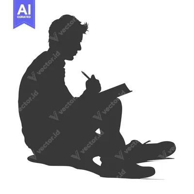 Aset premium populer: Silhouette of a Person Writing in a Notebook