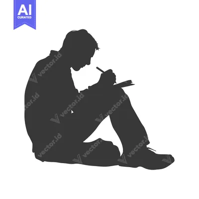 Silhouette of a Person Writing in a Notebook