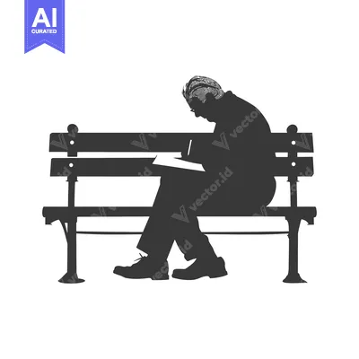 Premium design asset: Silhouette of a Person Writing on a Bench